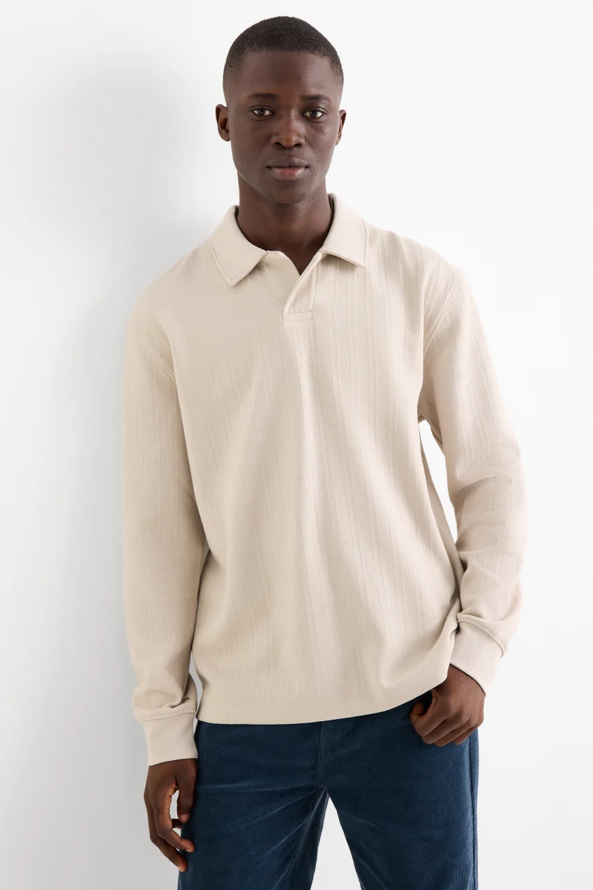 Polo shirt - relaxed fit - textured