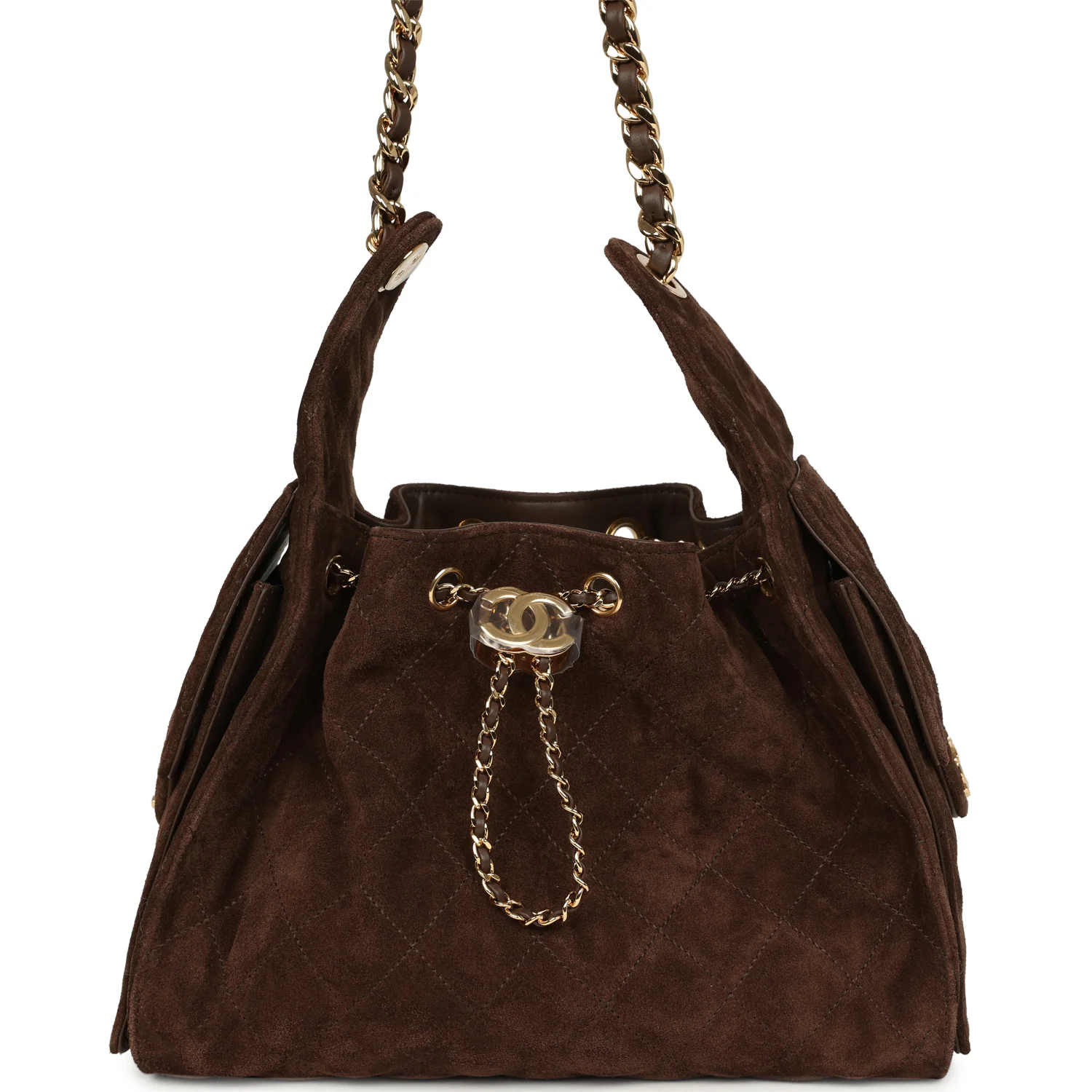 CHANEL Small 25 Hobo Bag Dark Brown Suede Gold Hardware