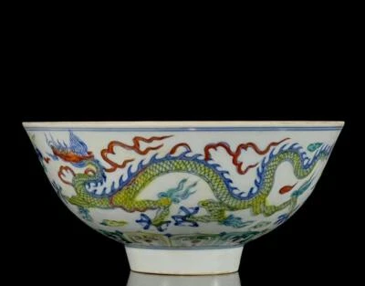 Chenghua Signed Old Chinese Doucai Bowl W/dragon N1343
