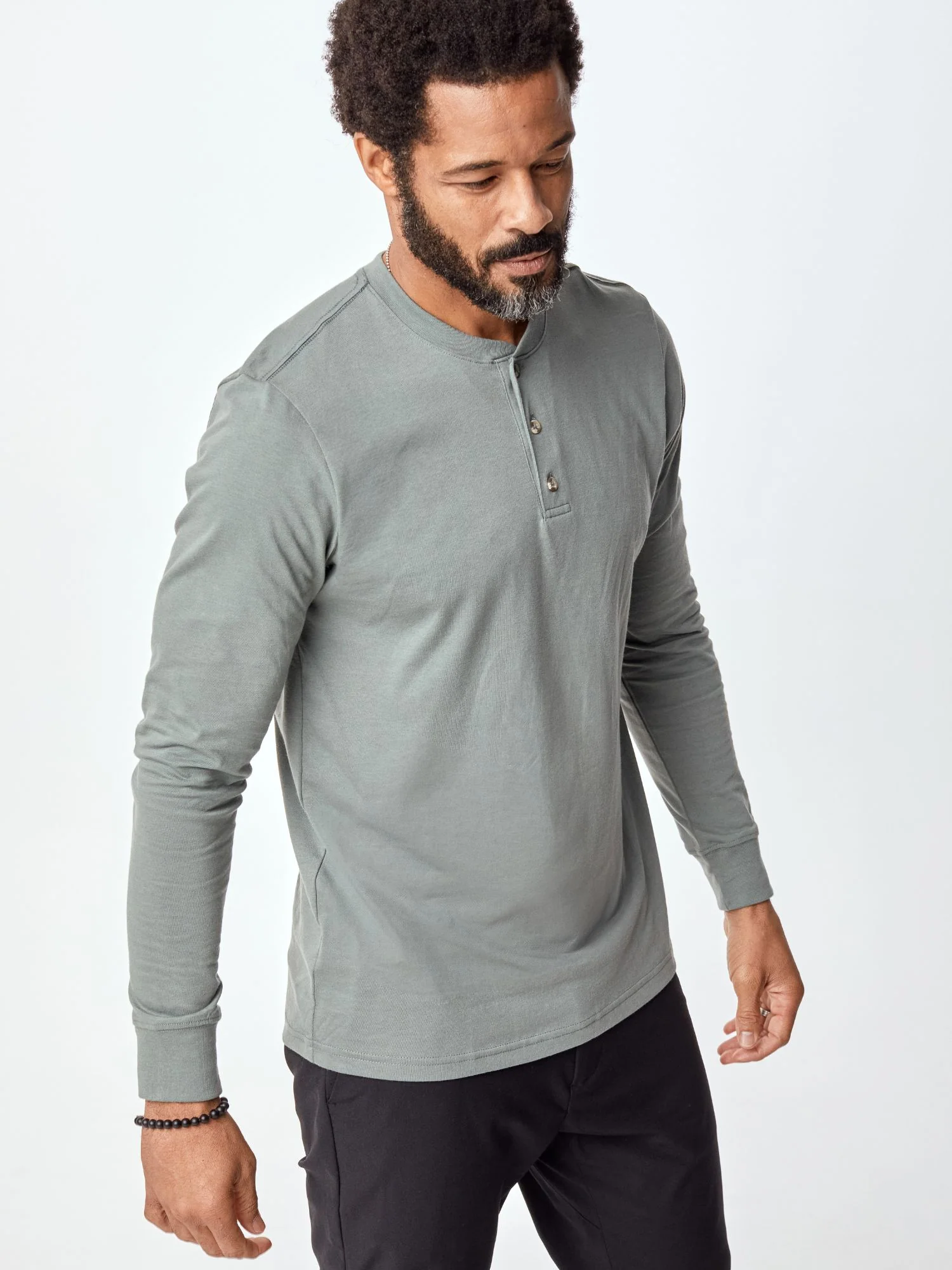 Mercury Green Long Sleeve Henley