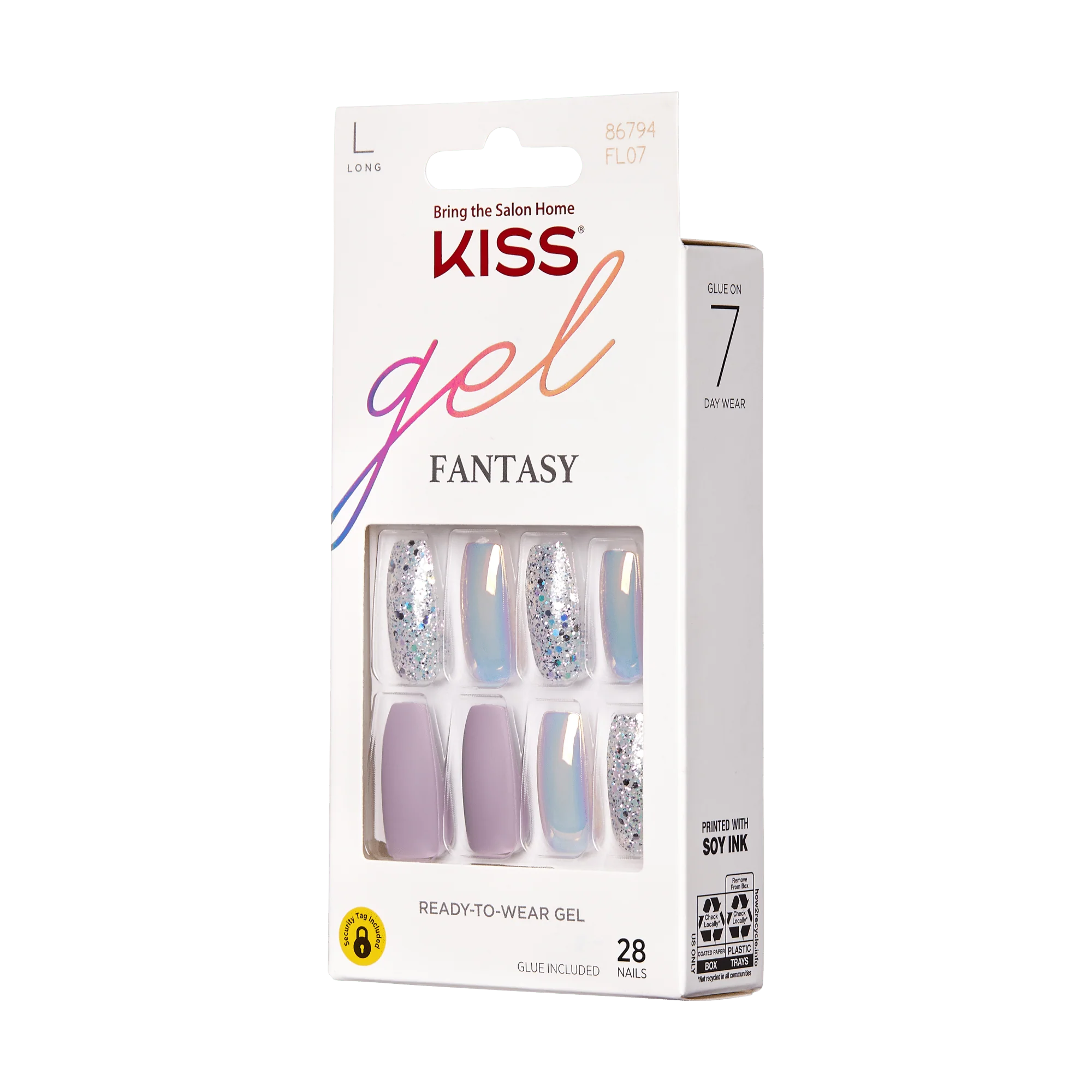 KISS Gel Fantasy Press On Glue Nails - Rainbow Rings