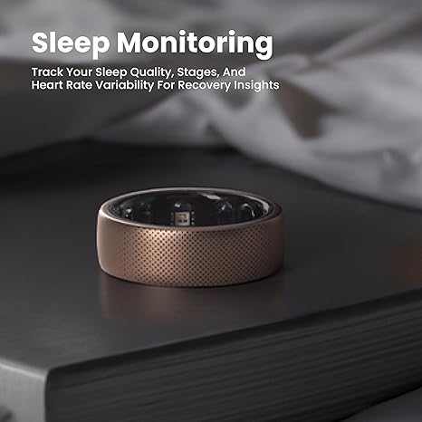 Smart Ring Health Tracker, Fitness Tracker Ring, No Subscription, Monitors Sleep, Heart Rate & Stress, Titanium Alloy, Fast 1.4-Hr Charging, Swim/Shower Water-Resistant- F410