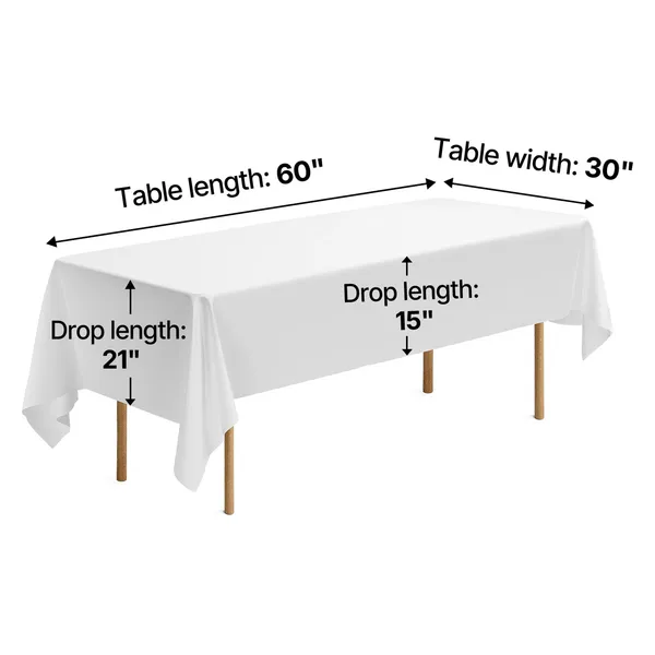 White Tablecloths for Rectangle Tables, 6 Pack, 60 x 102 Inches, Reusable and Machine Washable Table Clothes, Wrinkle-Resistant Polyester Fabric Table Covers for Wedding, Party, Banquet