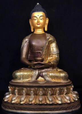 47CM Old Chinese Bronze Gilding Statue Buddha CK600