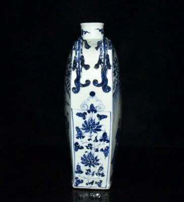 37CM Old Chinese Blue and White Vase W/figure N3072