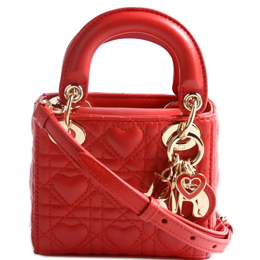 DIOR Lady Dior Micro Dioramour Cannage Red