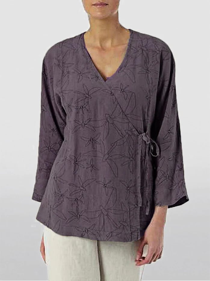 Dragonfly Print Rope Lace-Up Top