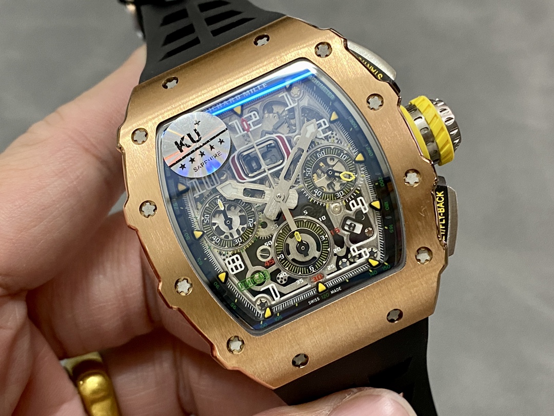 【7A Quality】Richard Mille RM11-03 Carbon Automatic Flyback Chronograph Rose Gold