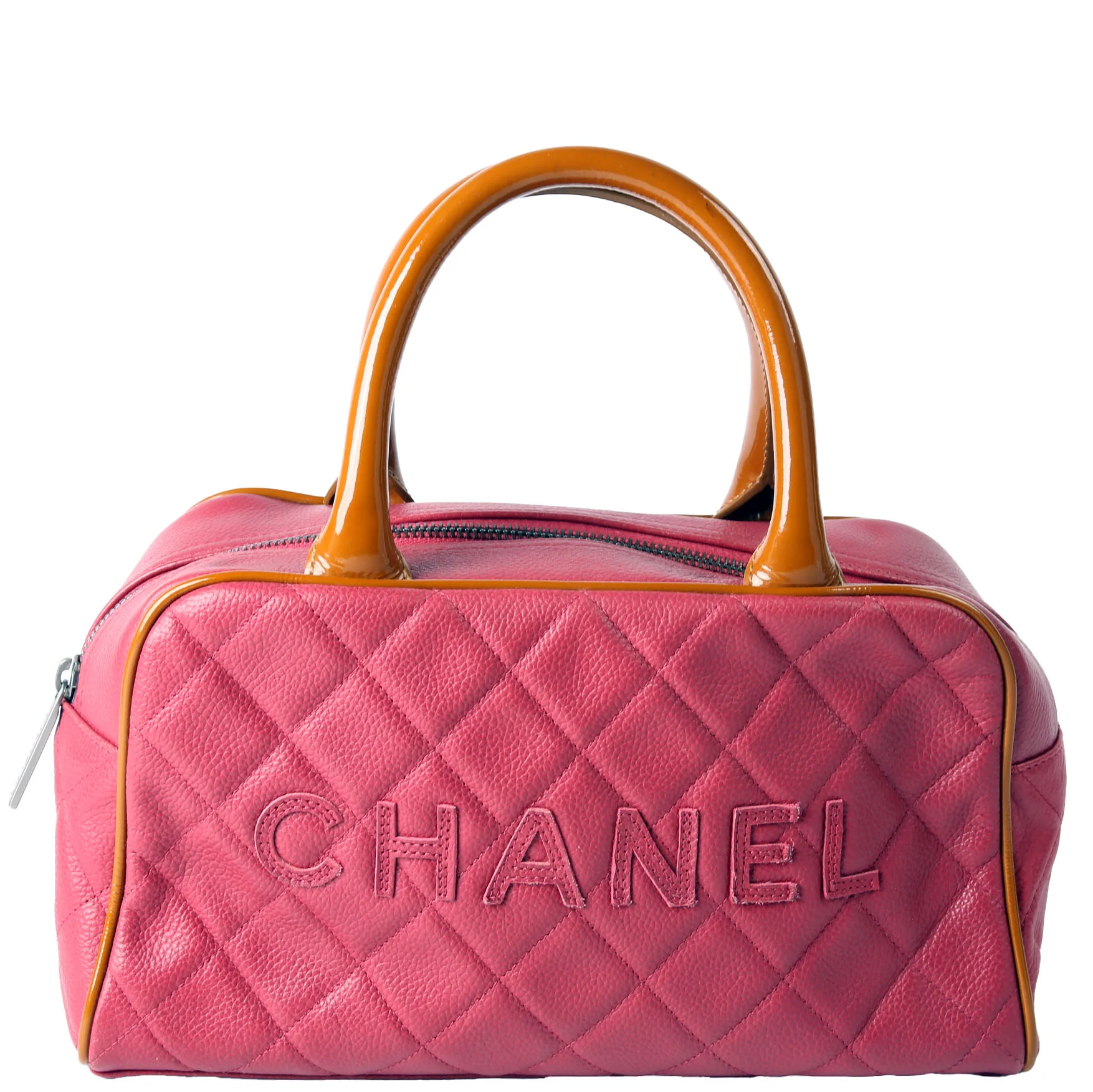 CHANEL Quilted Logo Bowler Bag Small