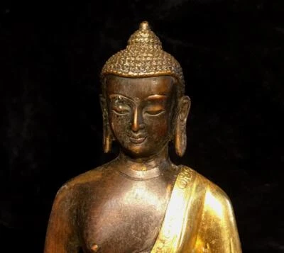 20CM Old Chinese Bronze Gilding Statue Buddha CK320
