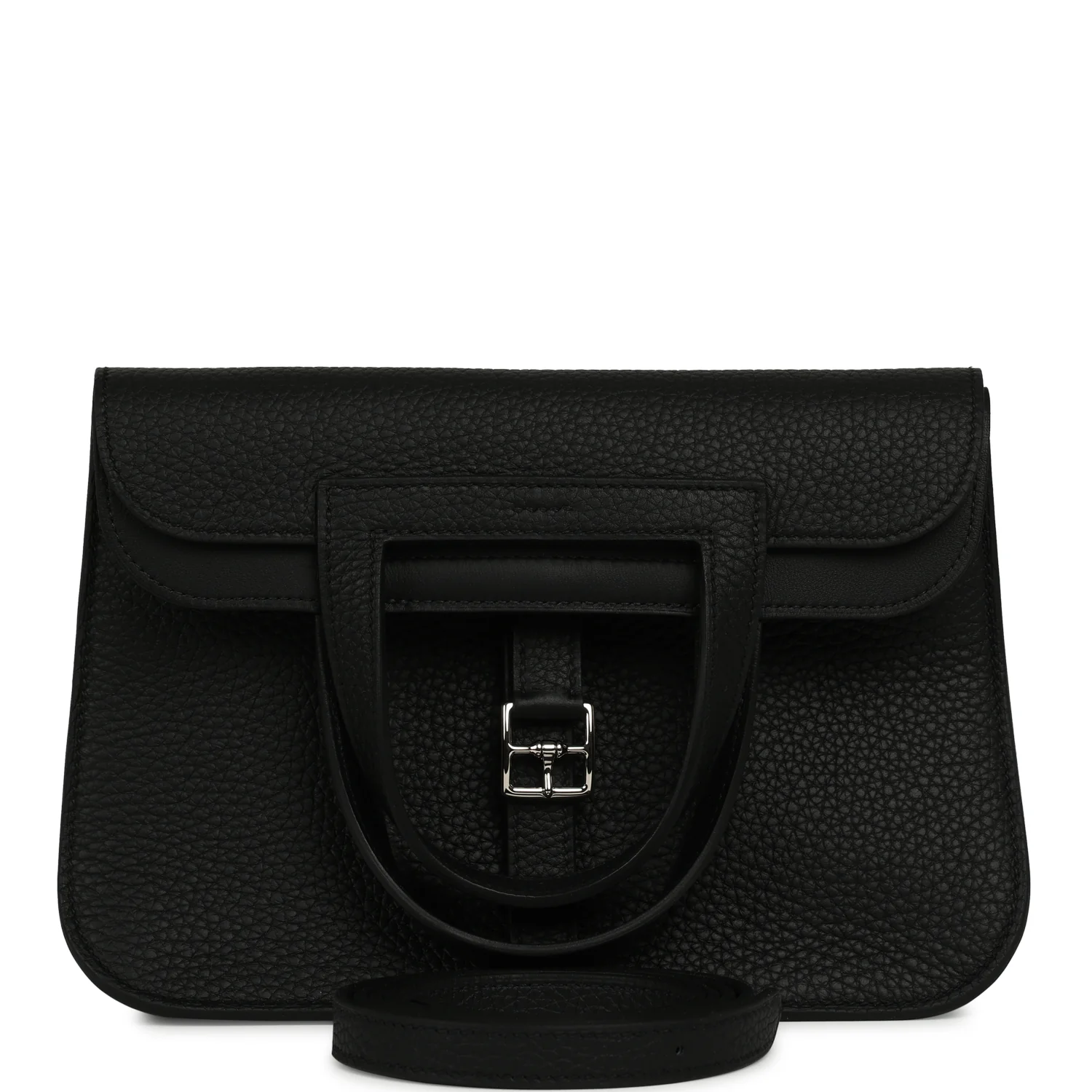 Hermes Halzan 25 Black Clemence Palladium Hardware