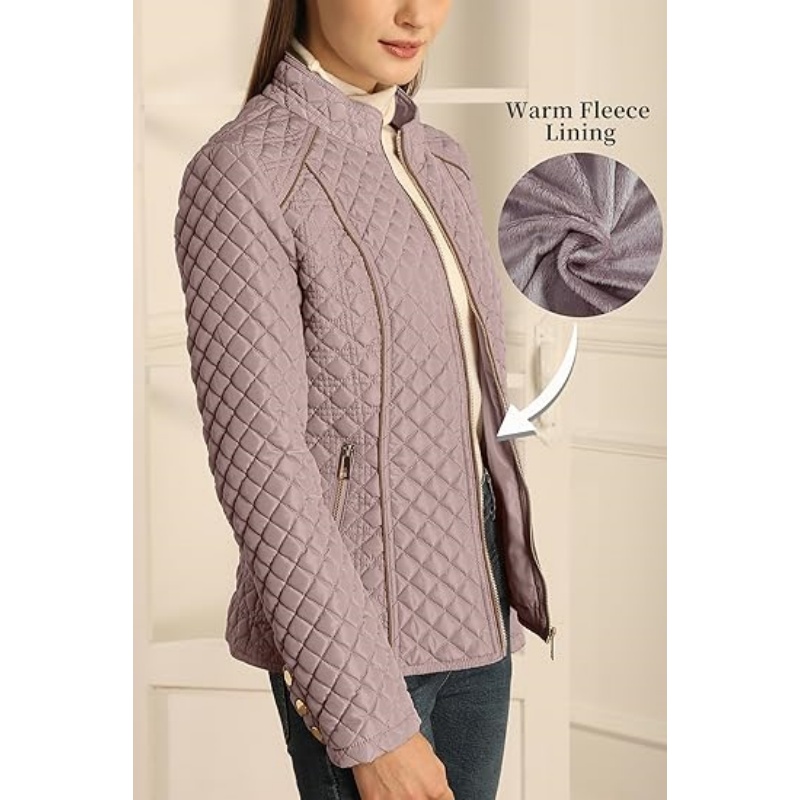 Women's Stand Collar Lightweight Quilted Puffer Jacket