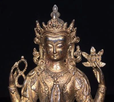 21CM Old Chinese Bronze Statue Buddha N1717