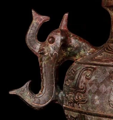 37CM Old Chinese Bronze Statue Vase Pot Fou w/dragon N1752