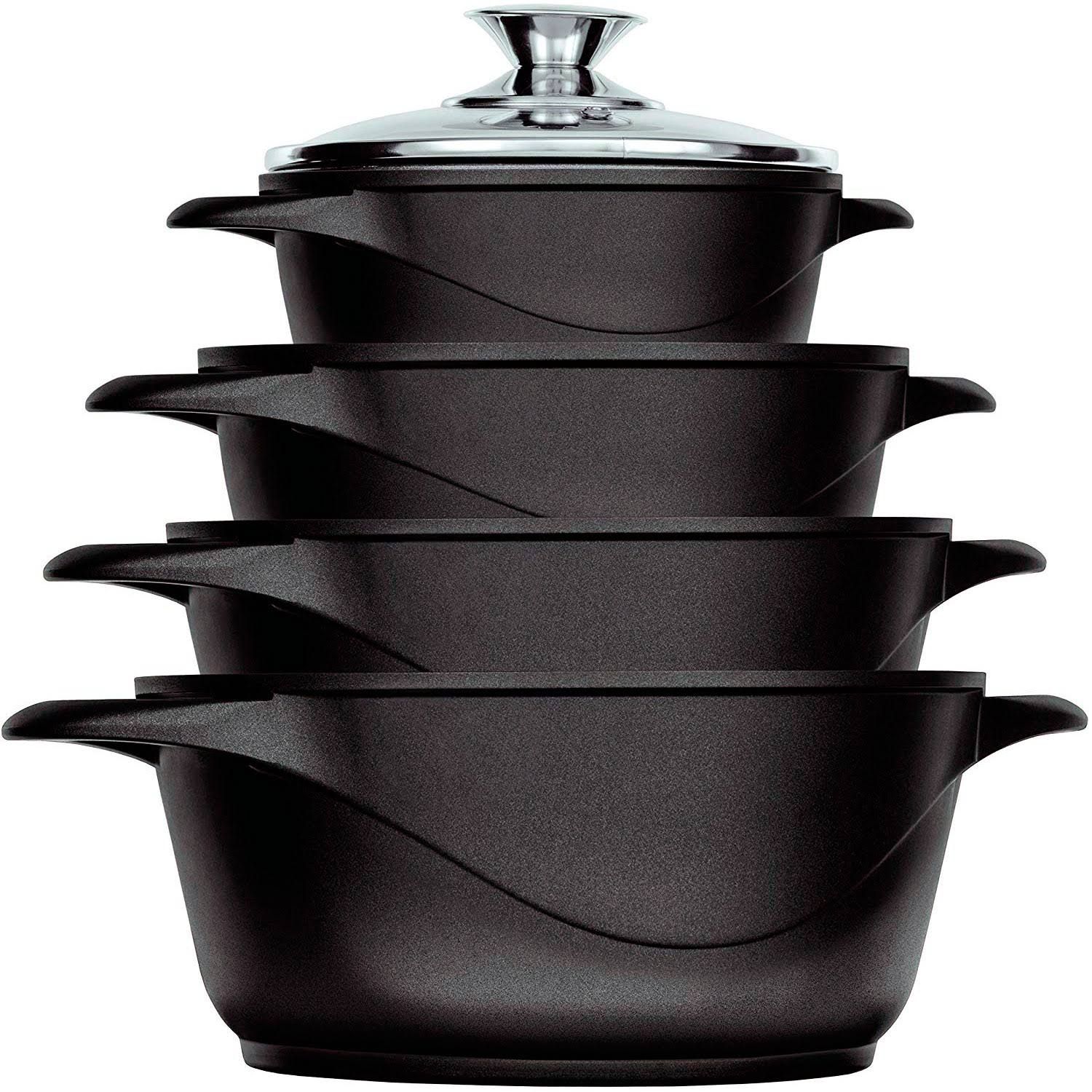 BRIEBE Batteria da Cucina Induzione Set Pentole 8 Pezzi Alluminio Fuso