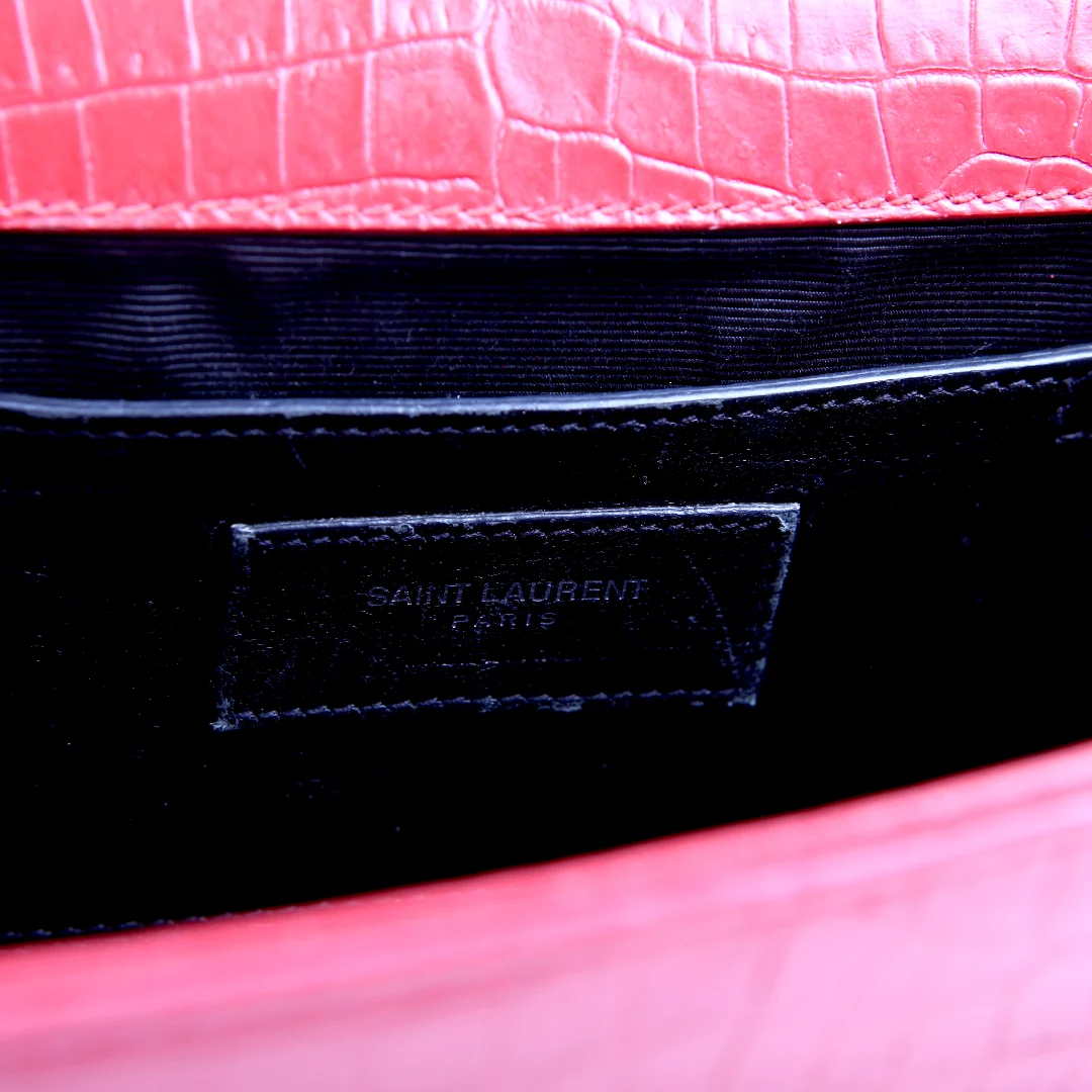 Kate Tassel Satchel Medium Croc Embossed 354119 Red