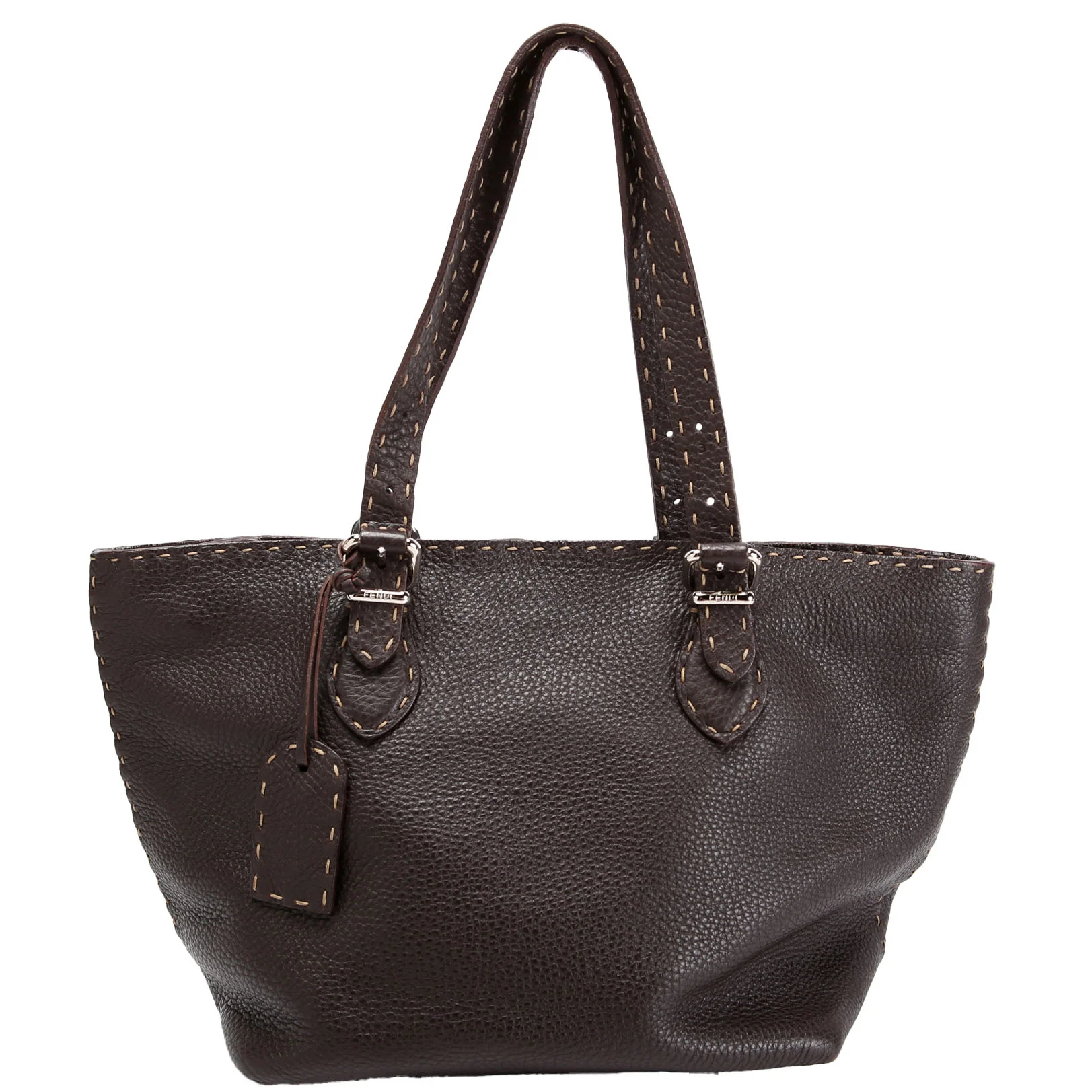 FENDI 8BH135 Selleria Mini Tote Chocolate Brown