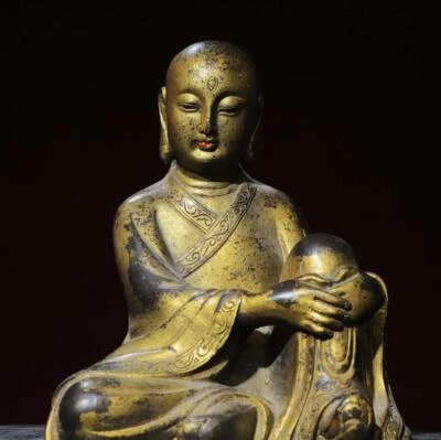 29CM Old Chinese Bronze Statue w/ Buddha N2819