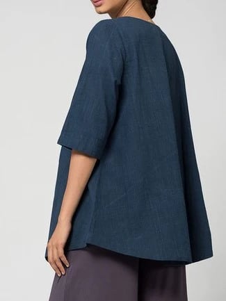 Cotton-Linen Irregular Hem Top