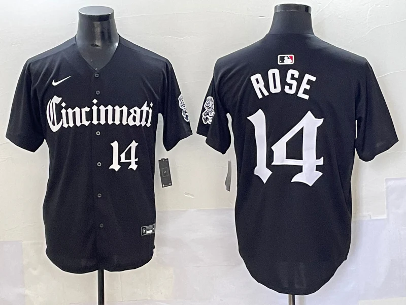 Men's Cincinnati Reds Pete Rose #14 Black Replica Player Jersey