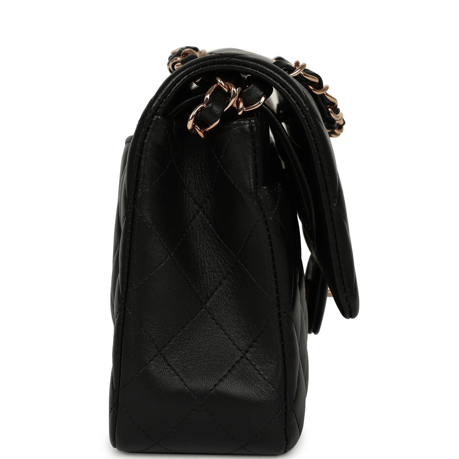 Chanel Medium Classic Double Flap Black Lambskin Rose Gold Hardware
