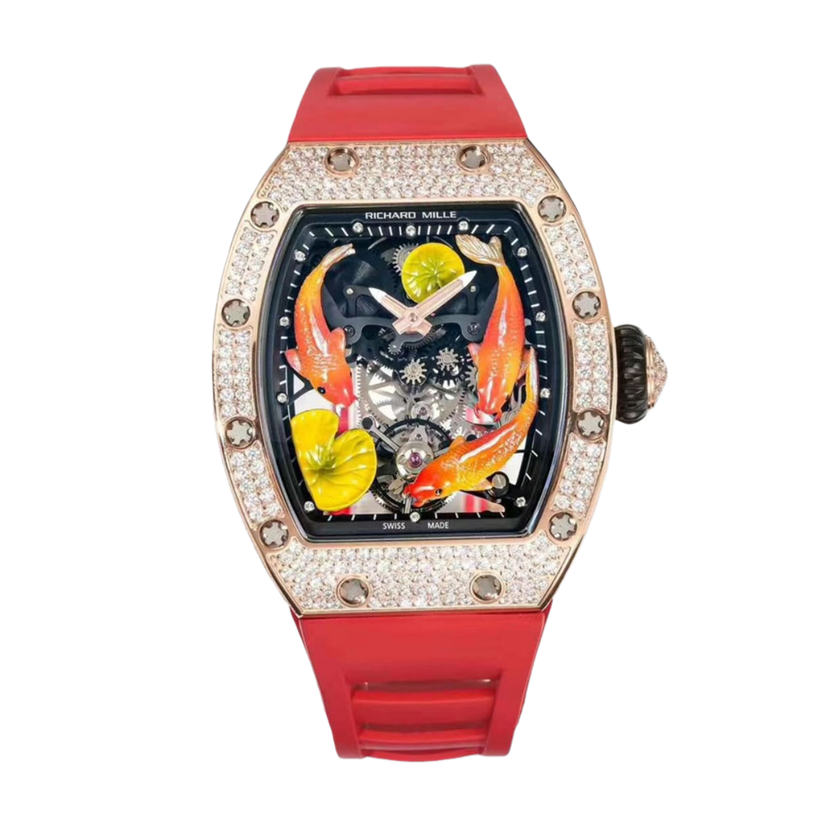 【7A Quality】Replica RICHARD MILLE RM S10 Koi Tourbillon Watch with Rose Gold Case