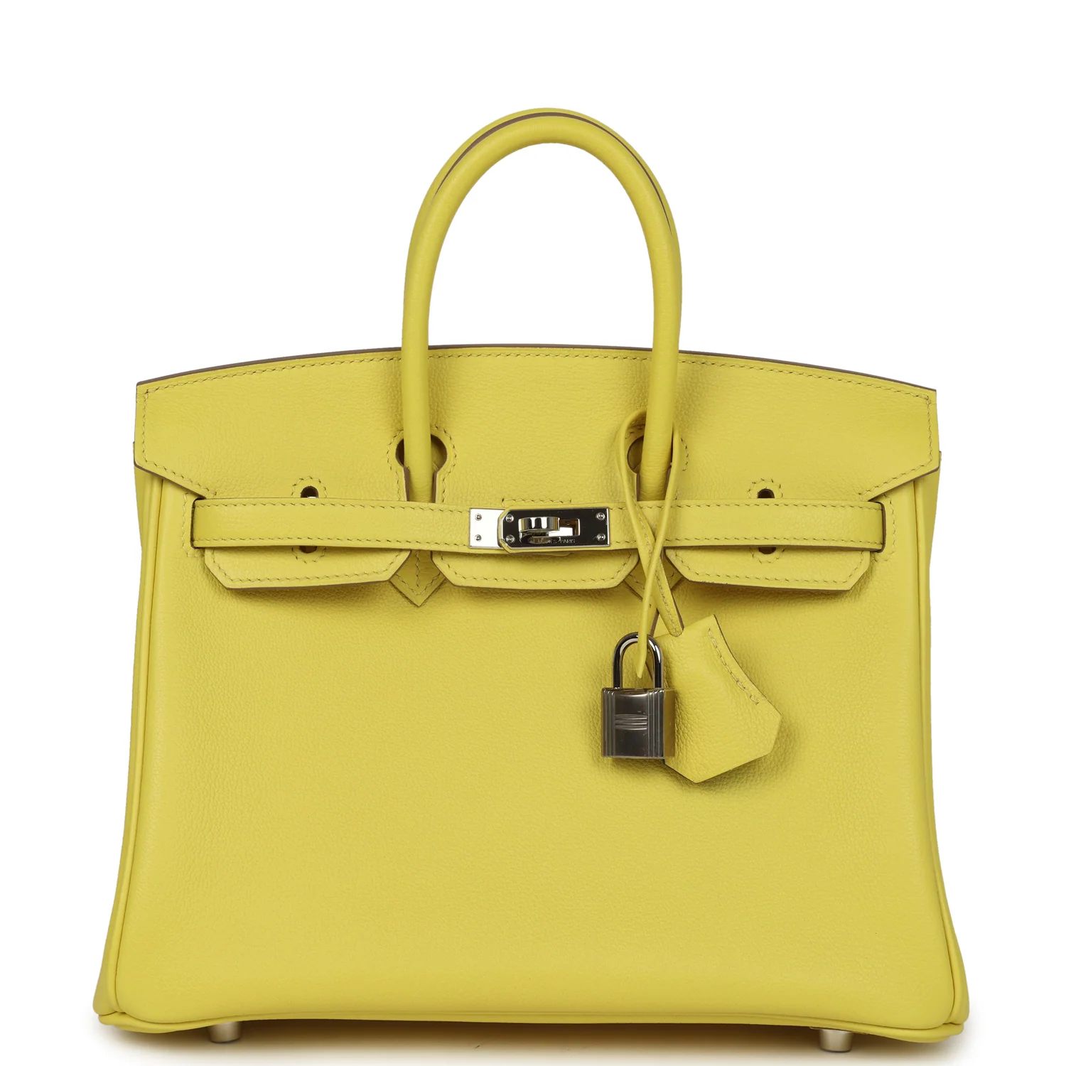 HERMÈS Birkin 25 Lime Verso Novillo Palladium Hardware