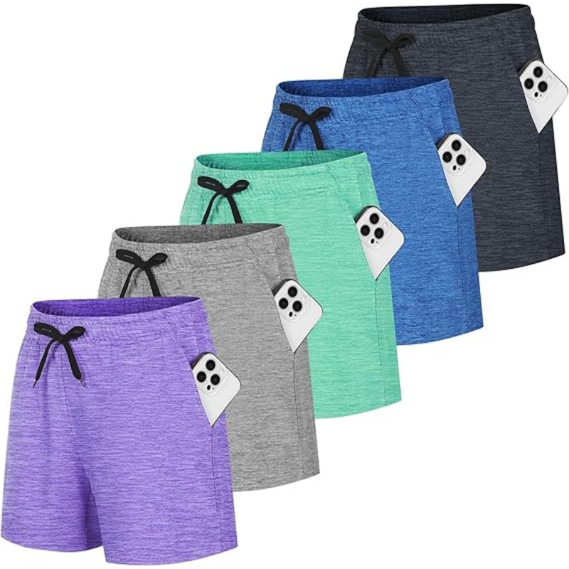 5 Pack Women's Quick Dry Athletic Shorts