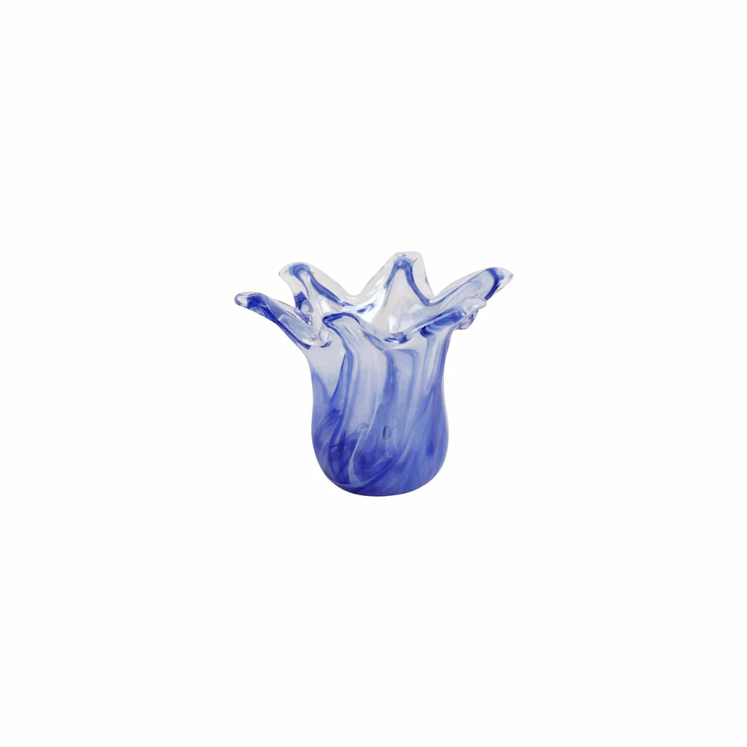 Wave Pattern Glass Cobalt Petite Vase