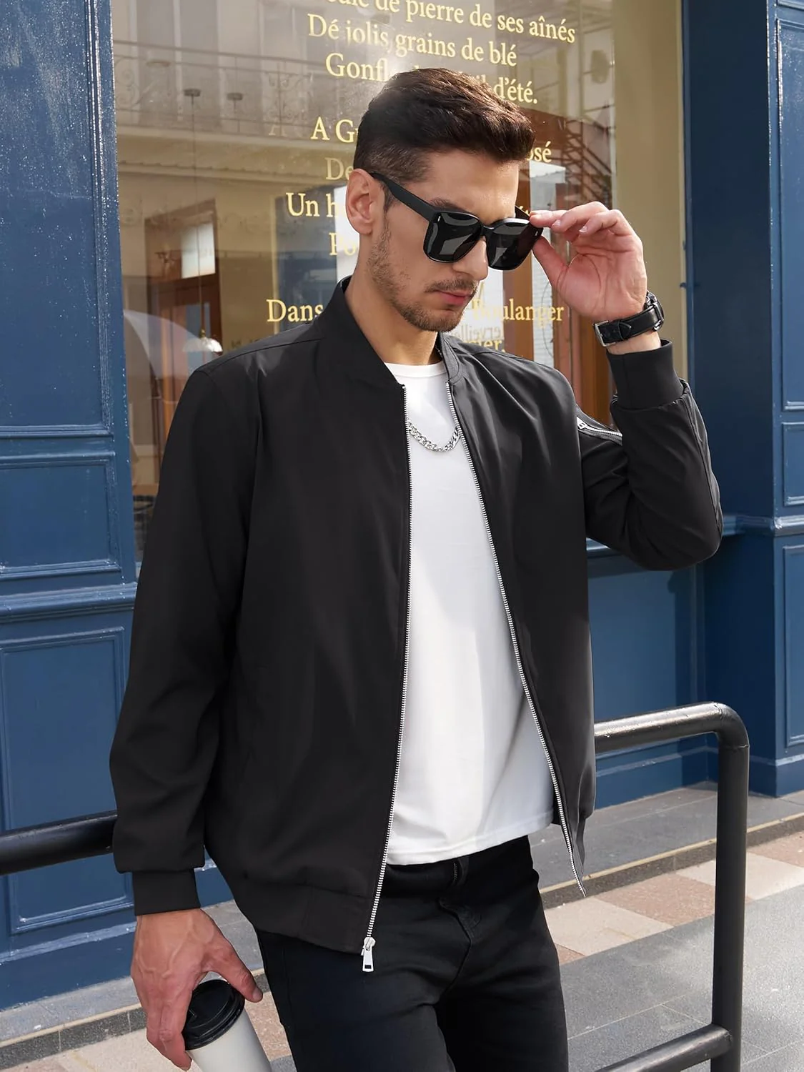 Men's Bomber Jacket Lightweight Windbreaker Plaid Lined