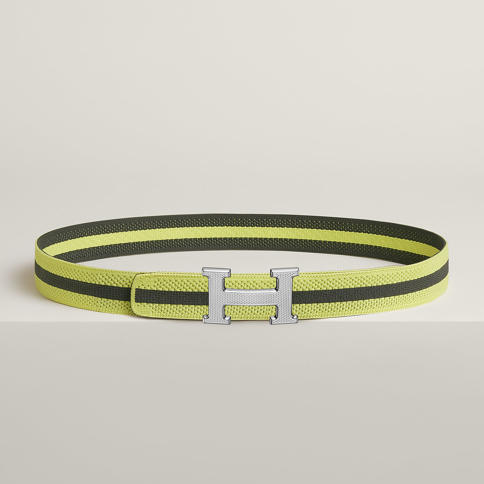 H Guillochee belt buckle & Team band 32 mm