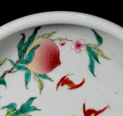 30CM Yongzheng Signed Old Chinese Famille Rose Brush Washer W/peach CK100