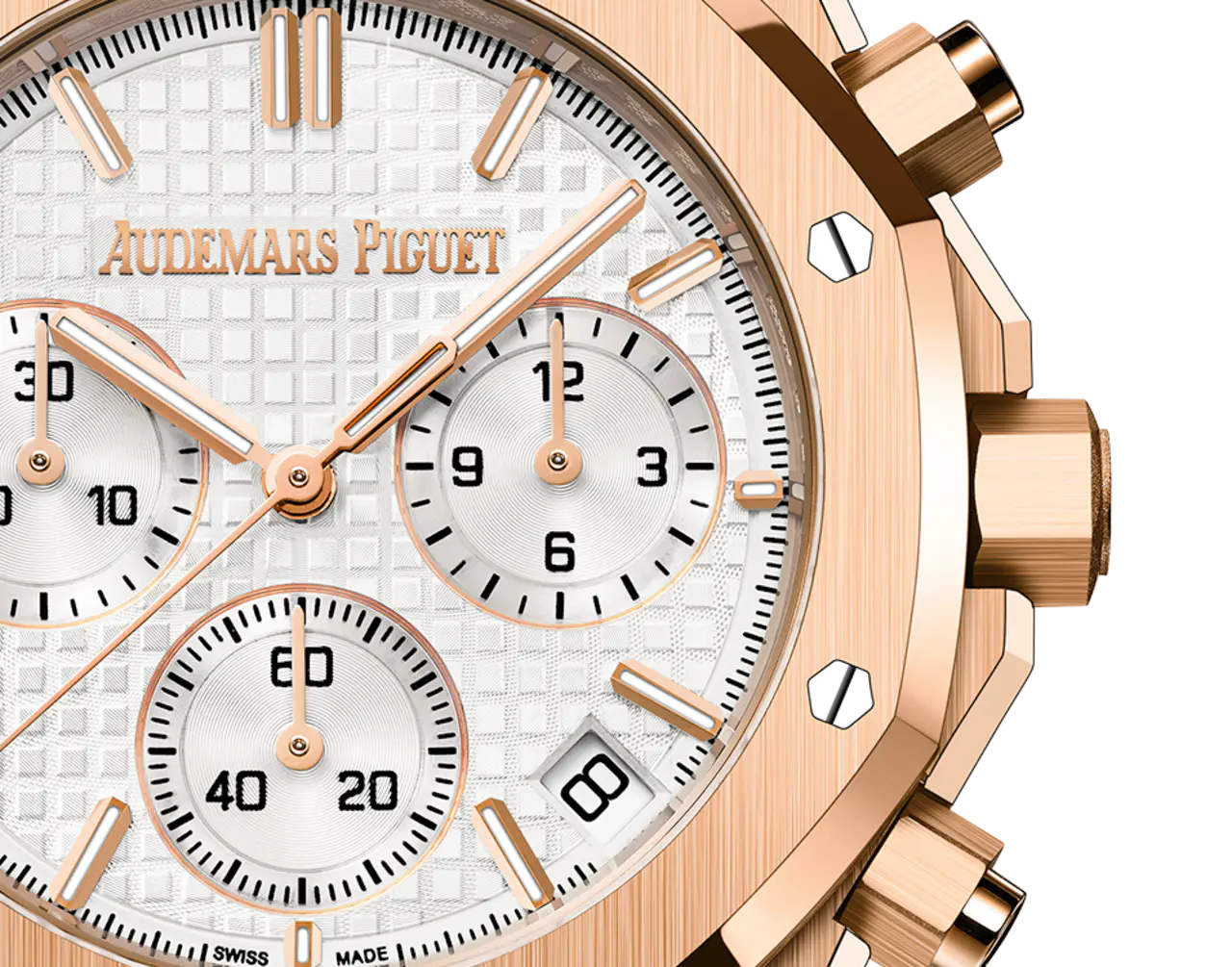 A&P ROYAL OAK Pink Gold Silver-Toned Dial CHRONOGRAPH 41mm