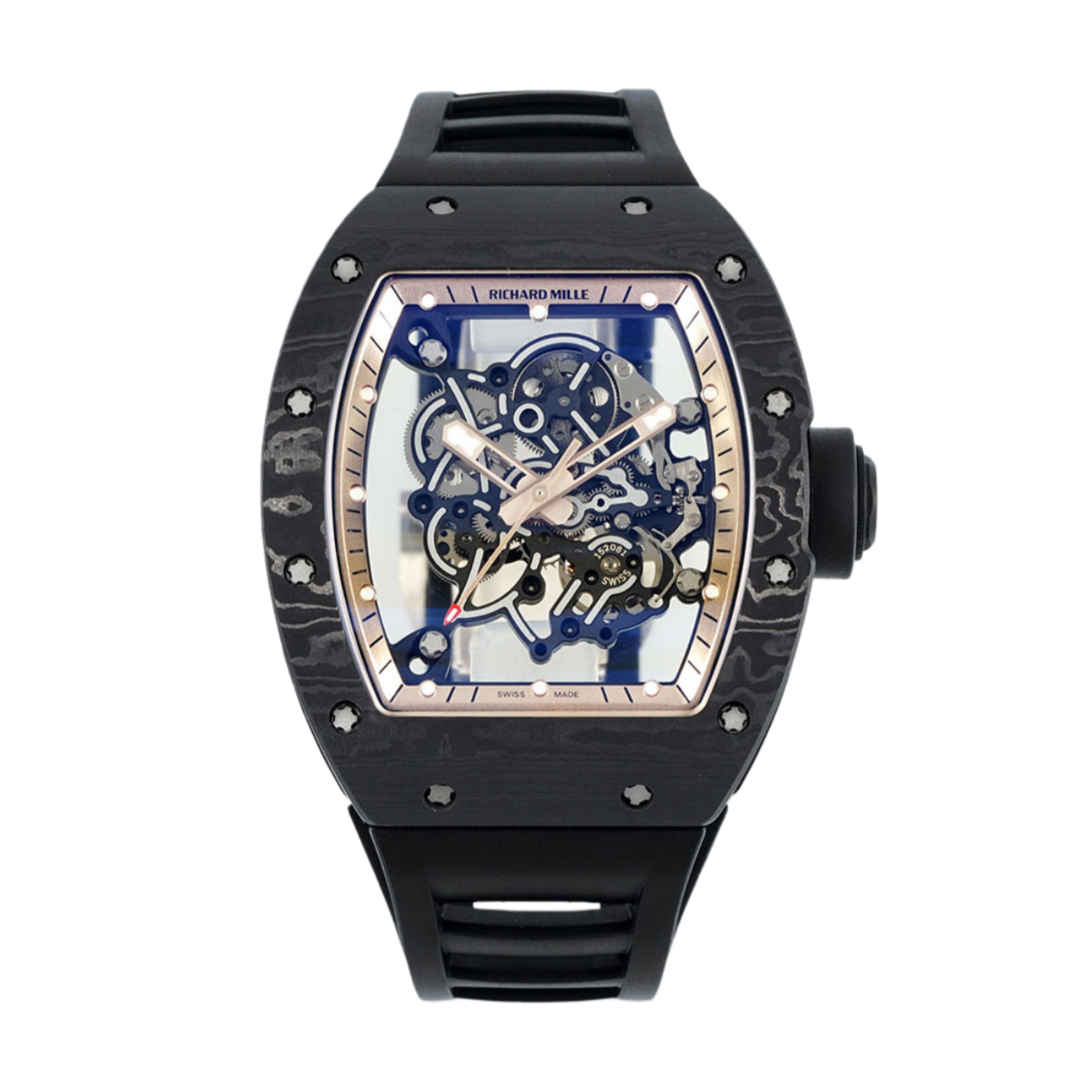 【7A Quality】Richard Mille RM055 Skeleton Watch with Black Rubber Strap – Swiss Replica