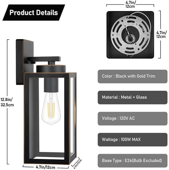 YARDLUME Outdoor Wall Light Fixtures, Exterior Waterproof Wall Lanterns