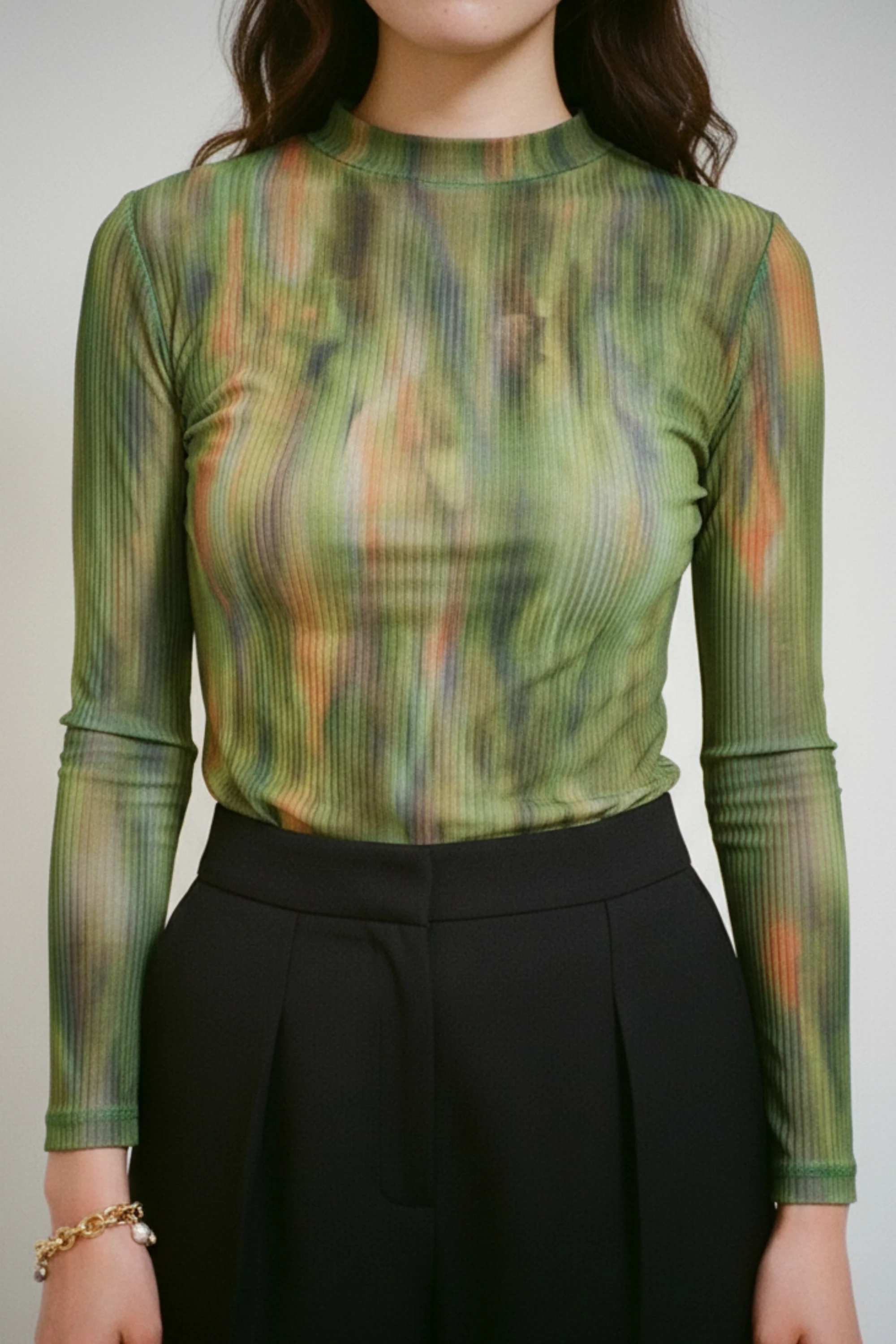 Moss Green Mesh Top