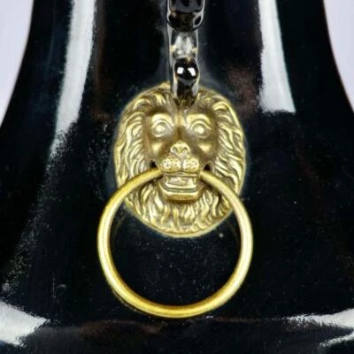 58CM Qianlong Signed Old Chinese Black Gold Glaze Vase w/lion N4022