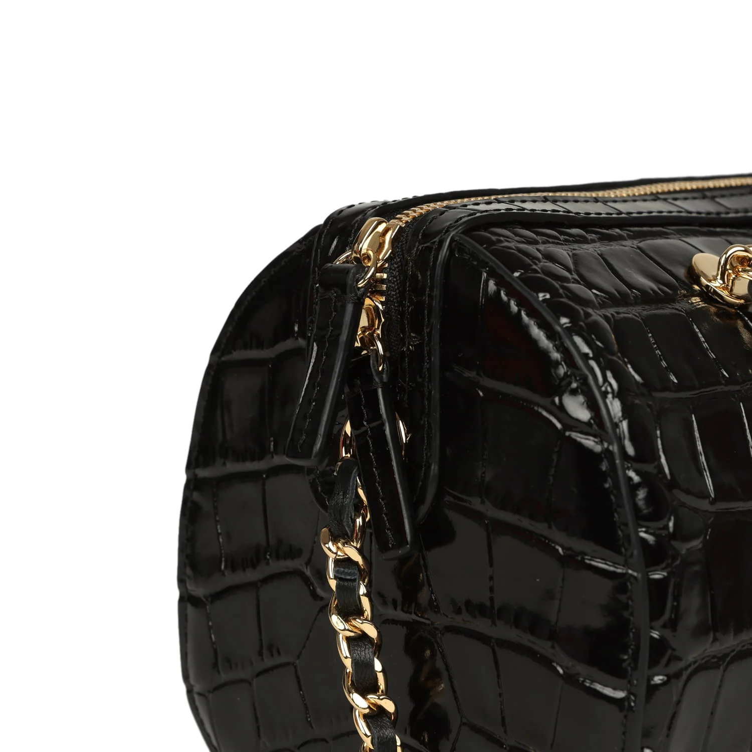 Chanel Mini Timeless Classic Barrel Bag with Chain Black Croc Embossed Calfskin Gold Hardware