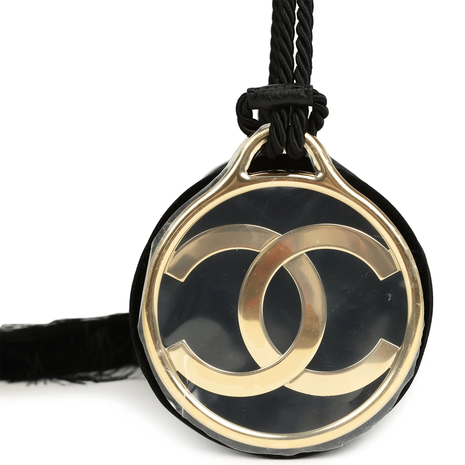 Chanel Tassel Barrel Bag Black Velvet Gold Hardware