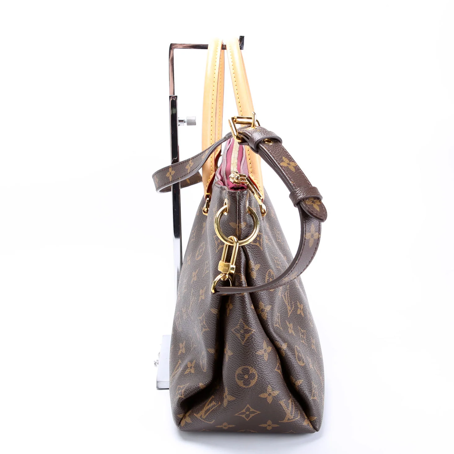 LOUIS VUITTON Pallas Tote Monogram Leather Side Brown/Berry