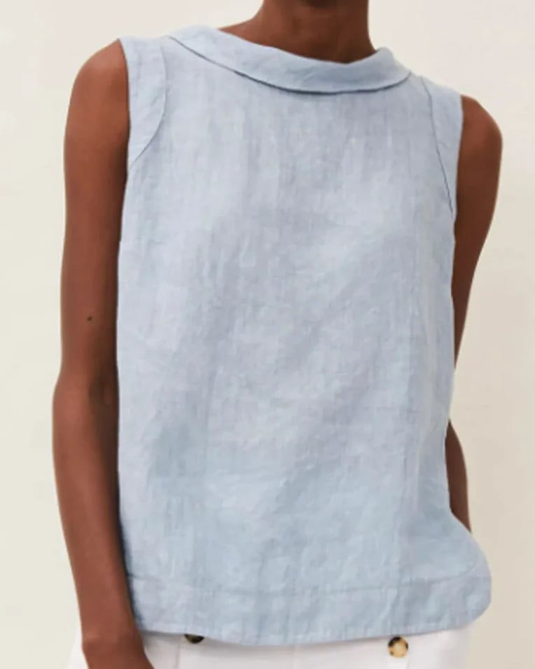 Linen Short-Sleeved Blouse With A Round Neck