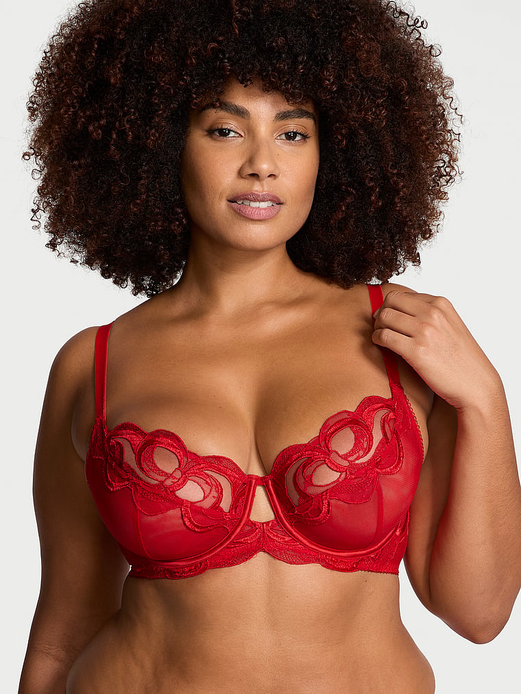Dream Angels The Fabulous by Victoria's Secret Tied-with-a-Bow Embroidery Full-Cup Bra Embroidery