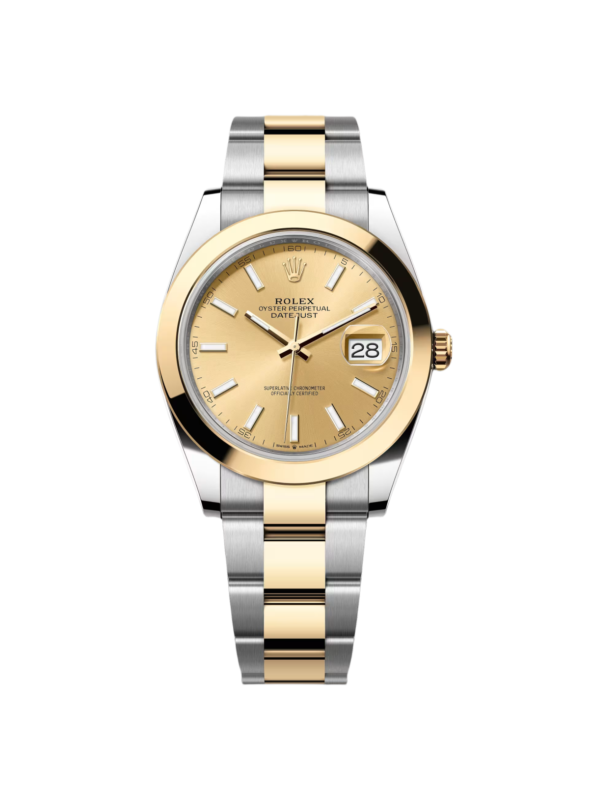 RLX Datejust 41mm 126303 Champagne Index Oyster Steel and Yellow Gold Mens Watch