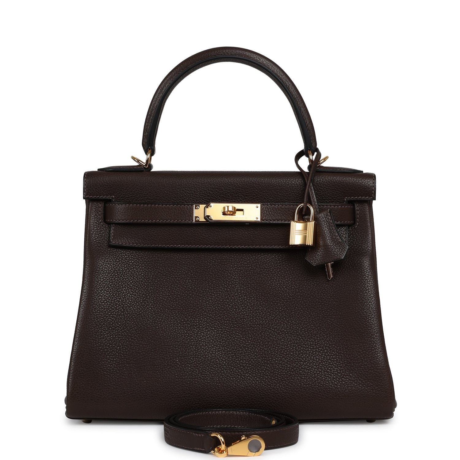 HERMÈS Kelly Retourne 28 Ebene Barenia Faubourg Gold Hardware