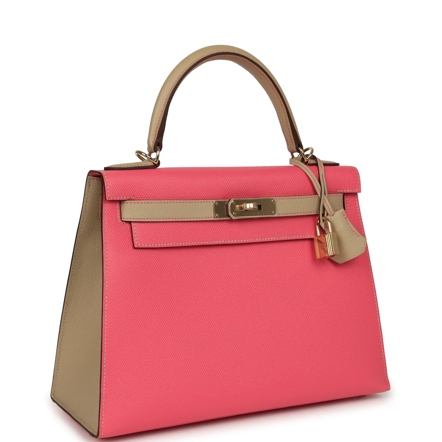 HERMÈS Special Order (HSS) Kelly Sellier 28 Rose Azalee, Trench Epsom Permabrass Hardware