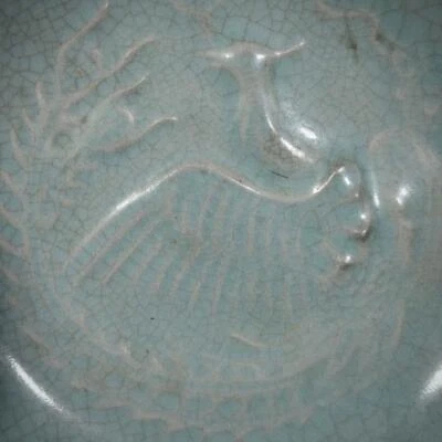 Xuanhe Signed Old Chinese Ru Kiln Dish w/phoenix N3516