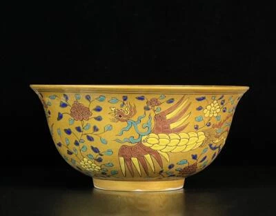 Chenghua Signed Chinese Gilding Bowl W/phoenix N1233