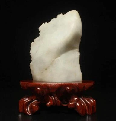 17CM Chinese Carved Nephrite Jade Jadeite Statue w/ landscape With Base