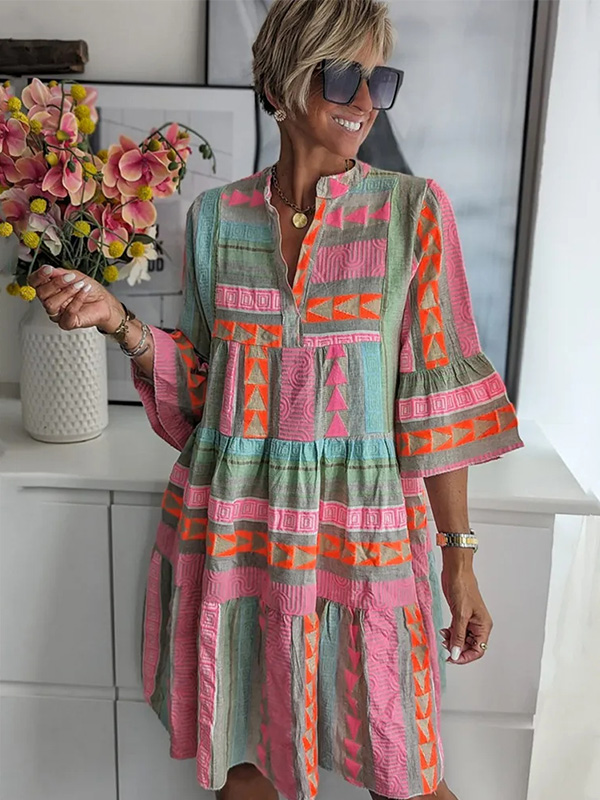 🌲🔥 Cotton Linen Elegant Printed Dress