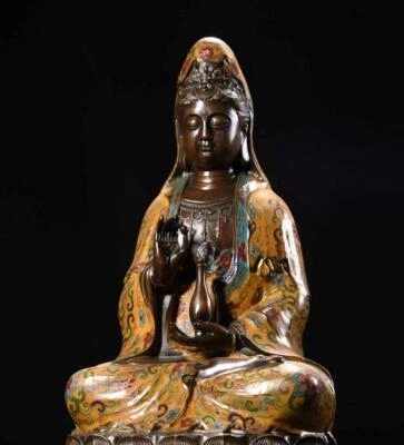 50CM Old Chinese Bronze Statue w/ Guanyin Buddha N3537